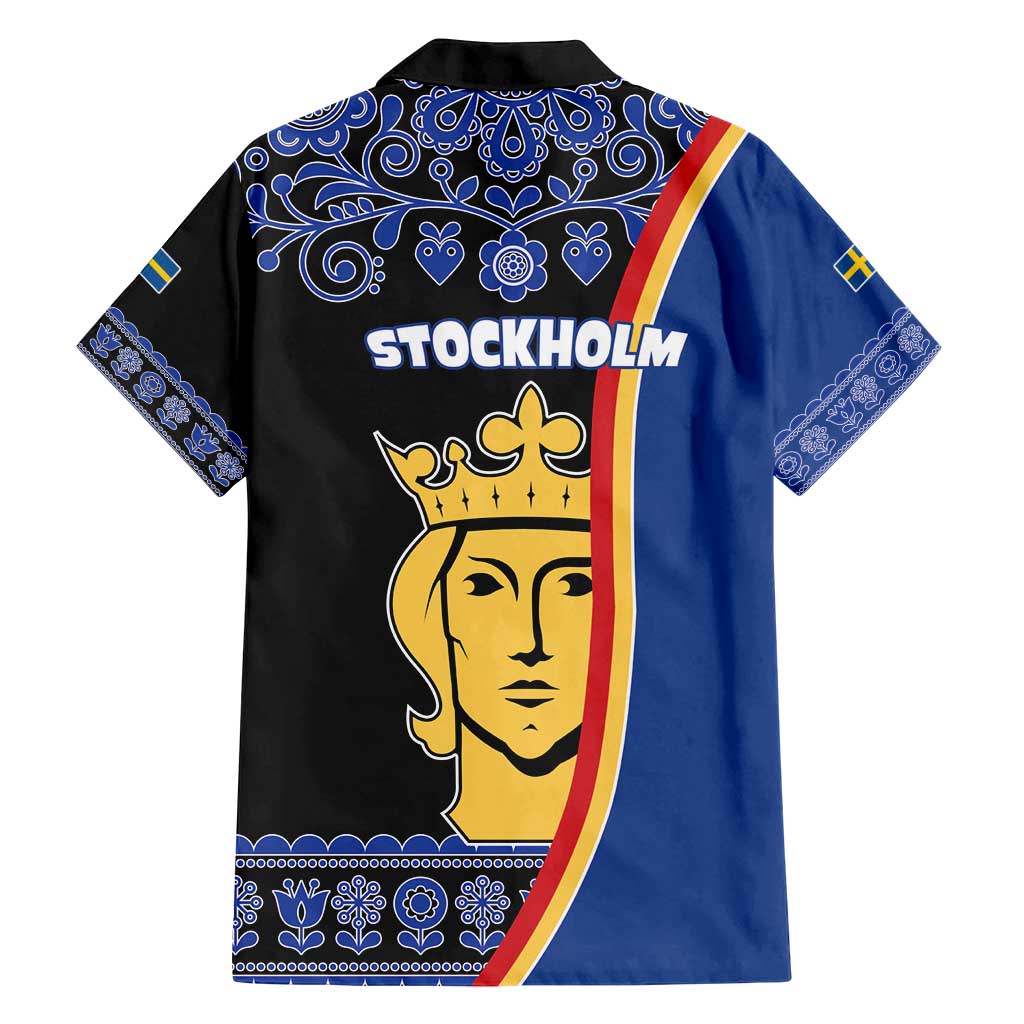 Kingdom of Sweden Stockholm County Family Matching Off Shoulder Short Dress and Hawaiian Shirt Sweden Coat of arms of Stockholm