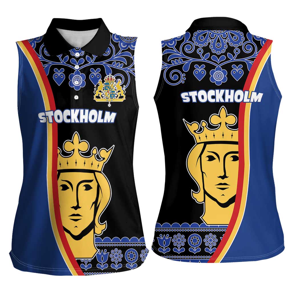 Kingdom of Sweden Stockholm County Women Sleeveless Polo Shirt Sweden Coat of arms of Stockholm