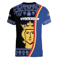 Kingdom of Sweden Stockholm County Women V-Neck T-Shirt Sweden Coat of arms of Stockholm