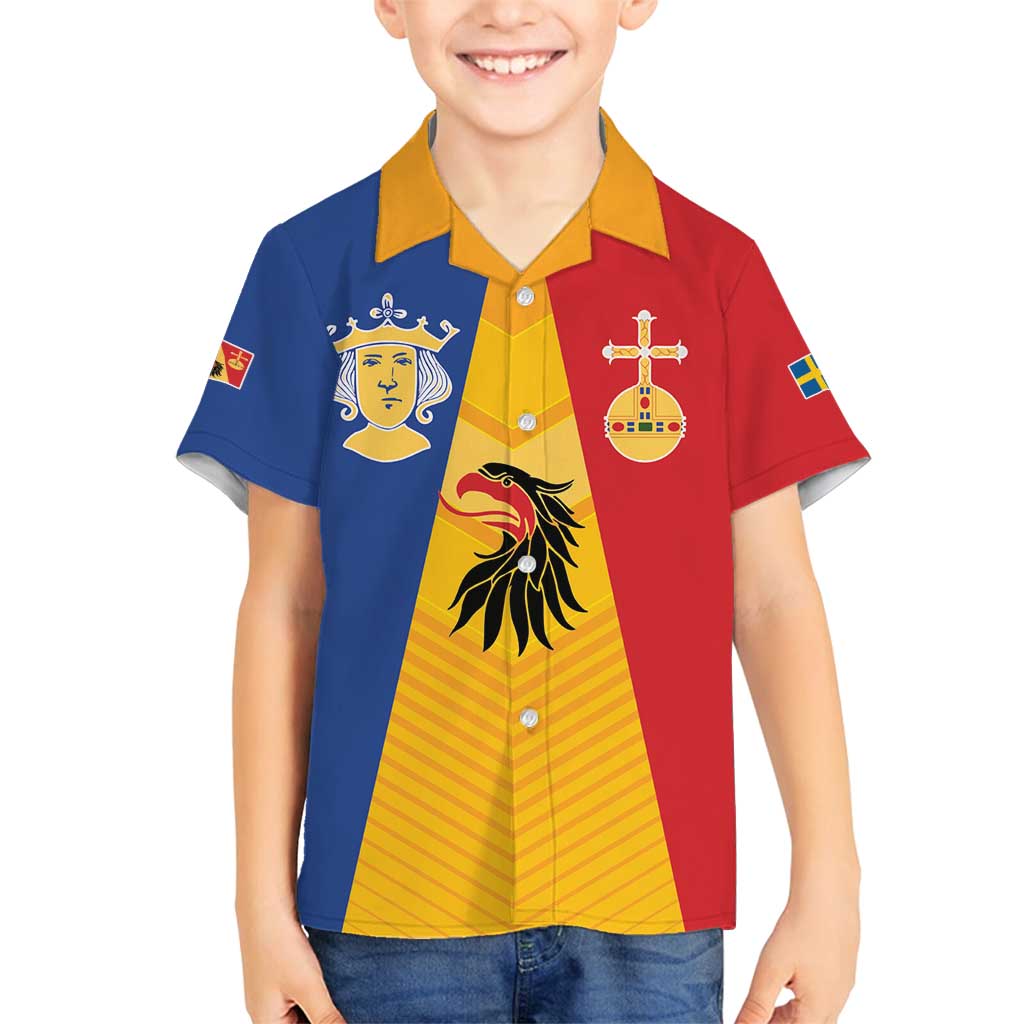 Kingdom of Sweden Stockholm County Family Matching Long Sleeve Bodycon Dress and Hawaiian Shirt Flag Style