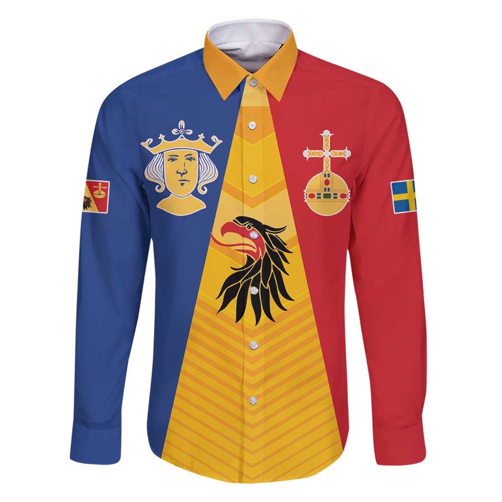 Kingdom of Sweden Stockholm County Family Matching Off Shoulder Maxi Dress and Hawaiian Shirt Flag Style