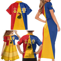 Kingdom of Sweden Stockholm County Family Matching Short Sleeve Bodycon Dress and Hawaiian Shirt Flag Style