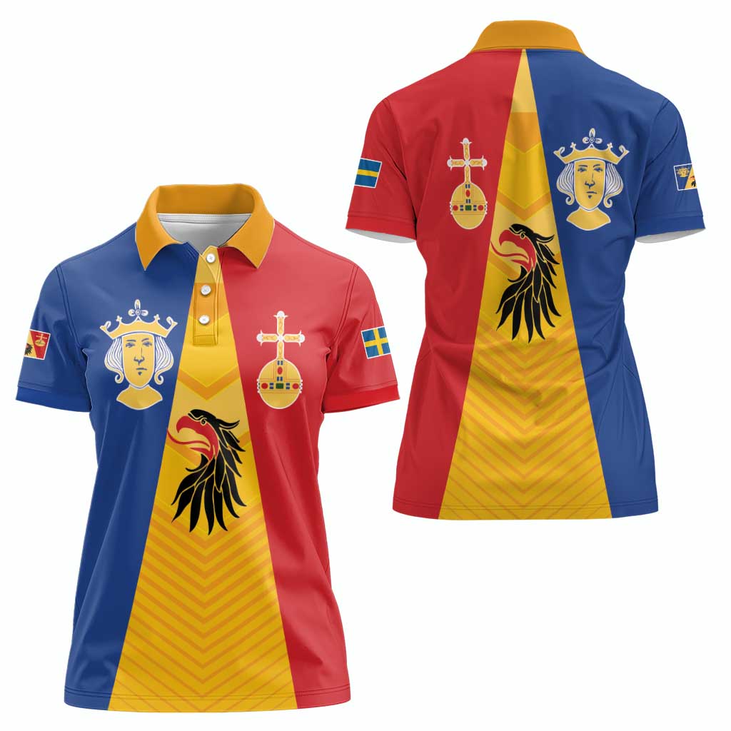 Kingdom of Sweden Stockholm County Women Polo Shirt Flag Style