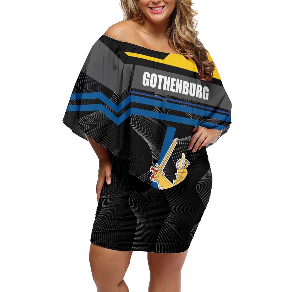 Personalized Kingdom of Sweden Gothenburg Off Shoulder Short Dress Sweden Vastra Gotaland County