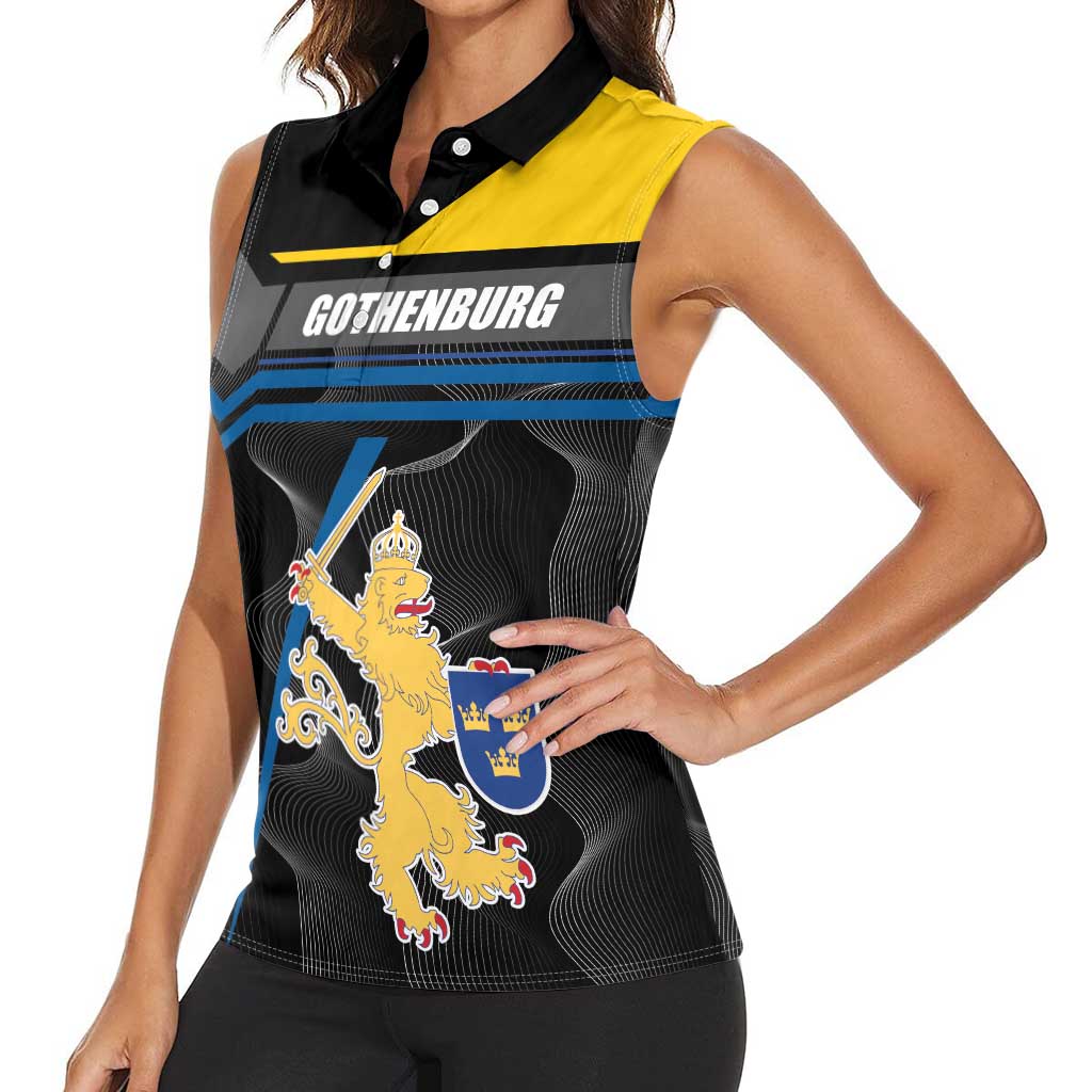 Personalized Kingdom of Sweden Gothenburg Women Sleeveless Polo Shirt Sweden Vastra Gotaland County