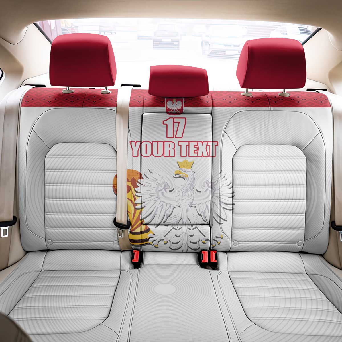 Custom Poland Football Champions Back Car Seat Cover Sporty Style