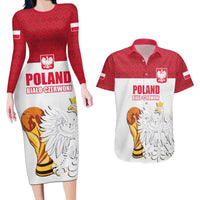 Custom Poland Football Champions Couples Matching Long Sleeve Bodycon Dress and Hawaiian Shirt Sporty Style
