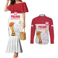 Custom Poland Football Champions Couples Matching Mermaid Dress and Long Sleeve Button Shirt Sporty Style