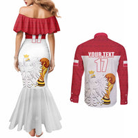 Custom Poland Football Champions Couples Matching Mermaid Dress and Long Sleeve Button Shirt Sporty Style