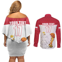 Custom Poland Football Champions Couples Matching Off Shoulder Short Dress and Long Sleeve Button Shirt Sporty Style
