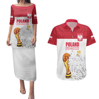 Custom Poland Football Champions Couples Matching Puletasi and Hawaiian Shirt Sporty Style