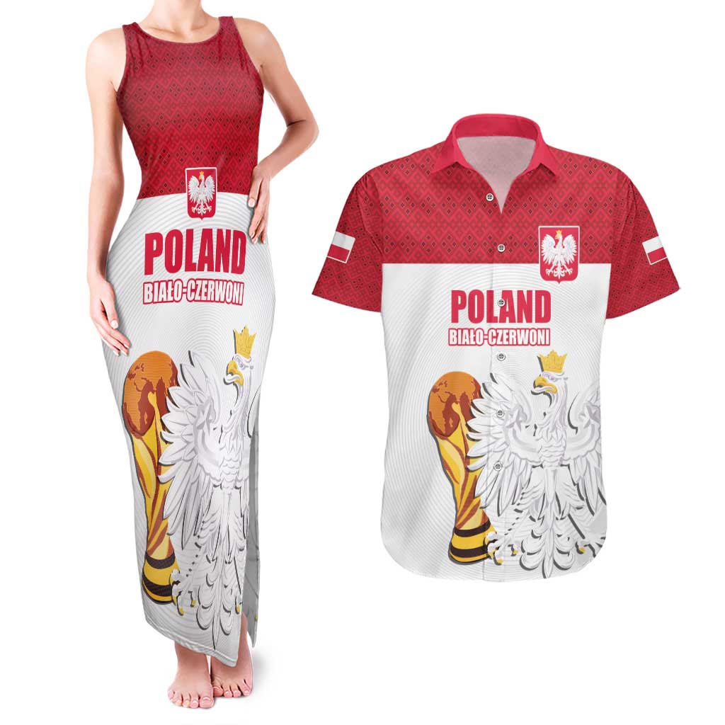 Custom Poland Football Champions Couples Matching Tank Maxi Dress and Hawaiian Shirt Sporty Style