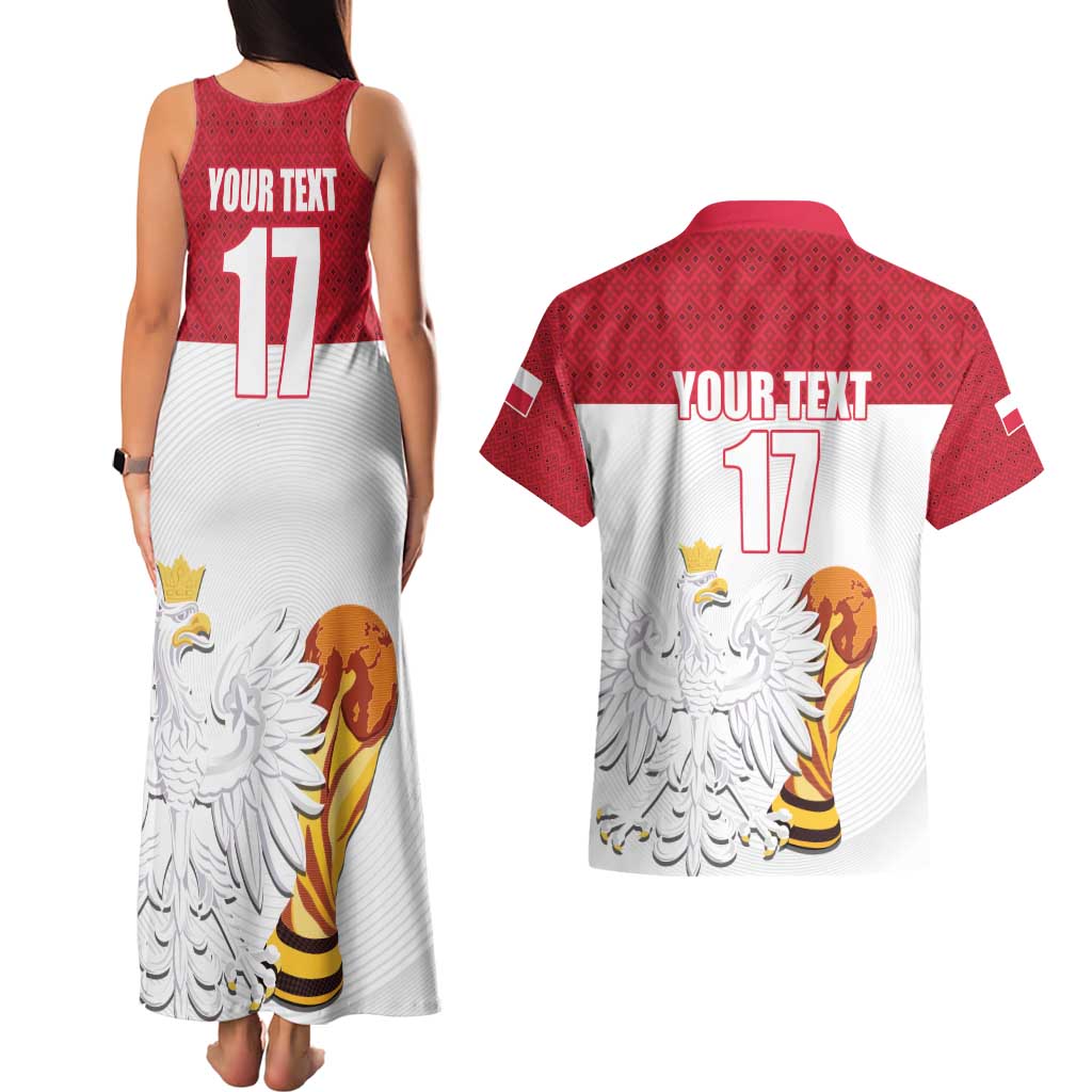 Custom Poland Football Champions Couples Matching Tank Maxi Dress and Hawaiian Shirt Sporty Style