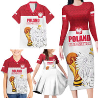 Custom Poland Football Champions Family Matching Long Sleeve Bodycon Dress and Hawaiian Shirt Sporty Style