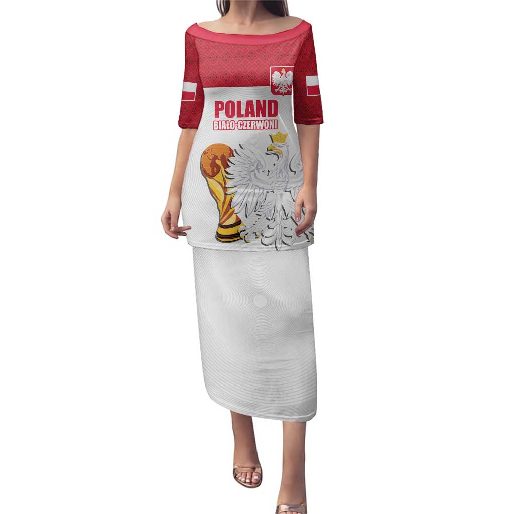 Custom Poland Football Champions Family Matching Puletasi and Hawaiian Shirt Sporty Style