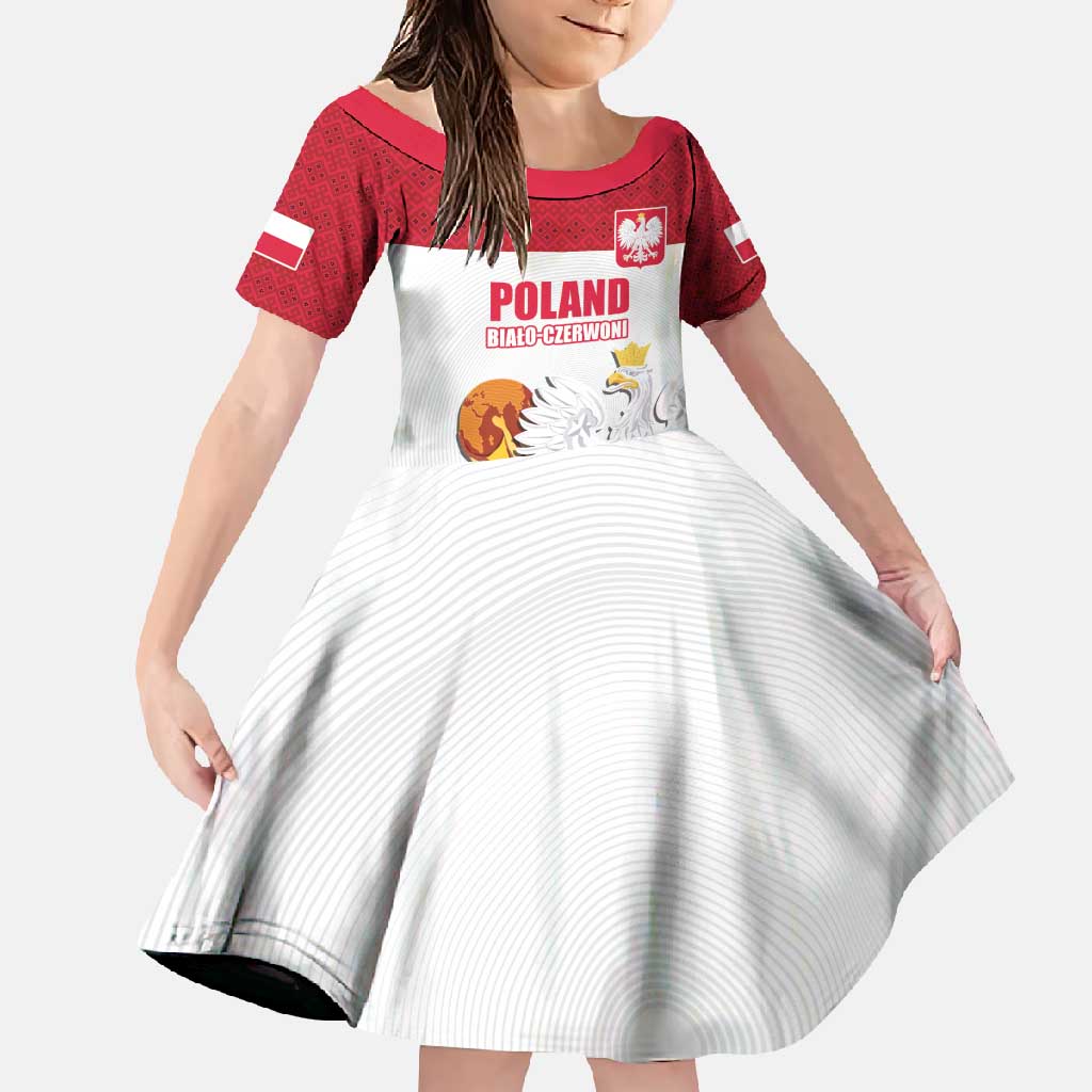 Custom Poland Football Champions Family Matching Short Sleeve Bodycon Dress and Hawaiian Shirt Sporty Style