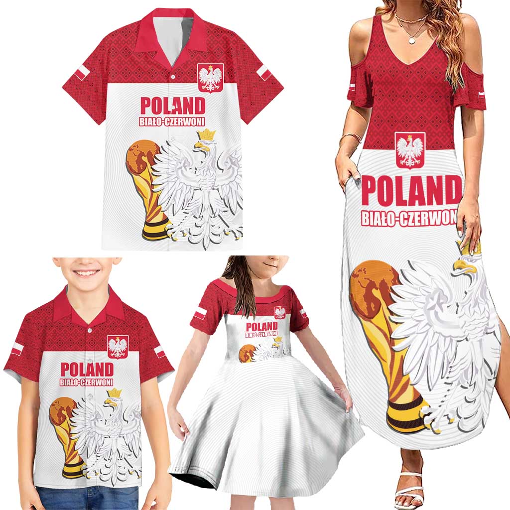 Custom Poland Football Champions Family Matching Summer Maxi Dress and Hawaiian Shirt Sporty Style