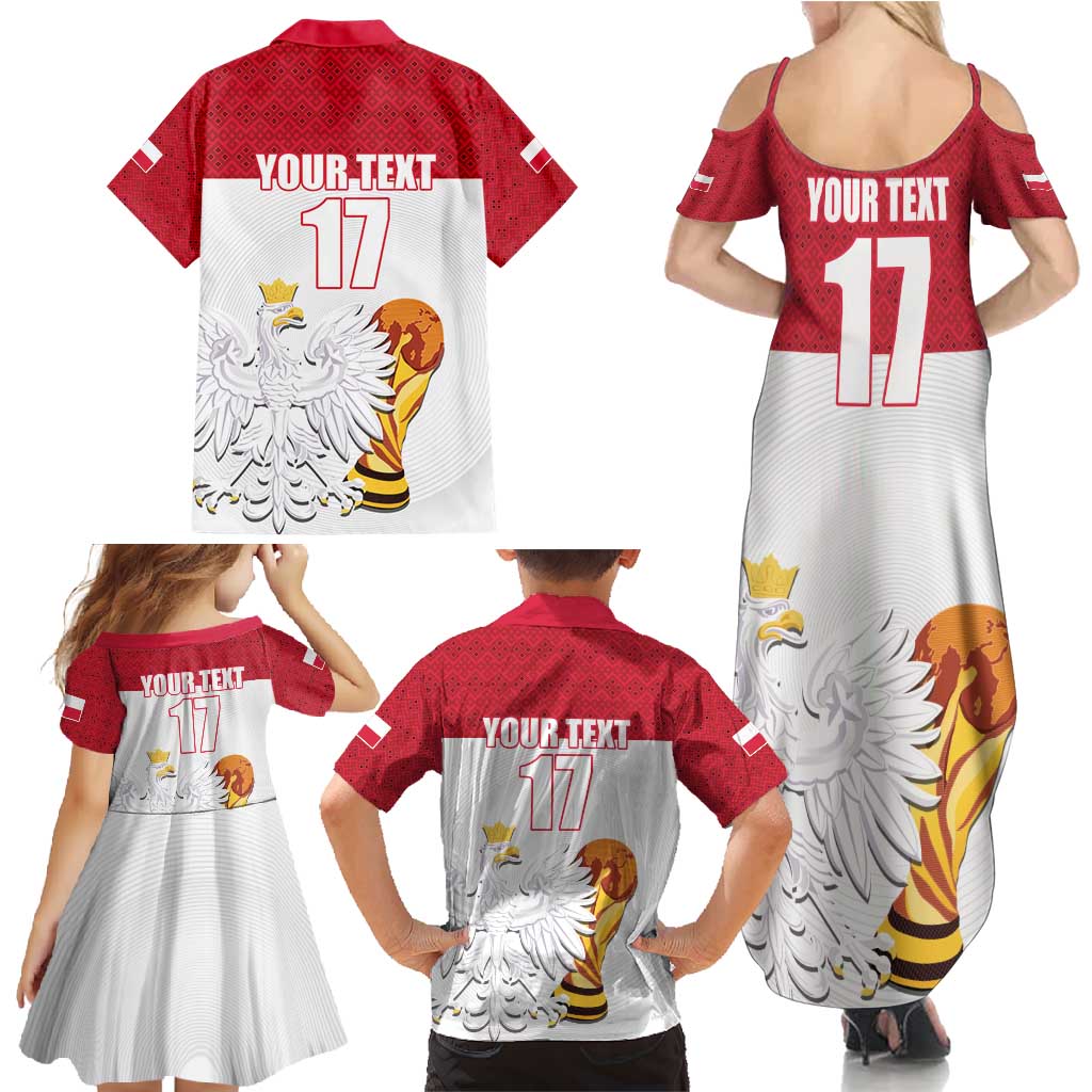 Custom Poland Football Champions Family Matching Summer Maxi Dress and Hawaiian Shirt Sporty Style