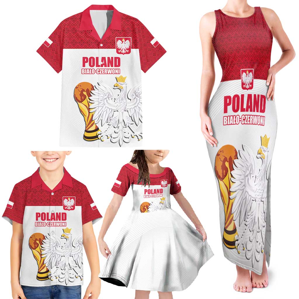 Custom Poland Football Champions Family Matching Tank Maxi Dress and Hawaiian Shirt Sporty Style