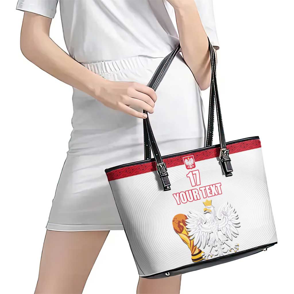 Custom Poland Football Champions Leather Tote Bag Sporty Style