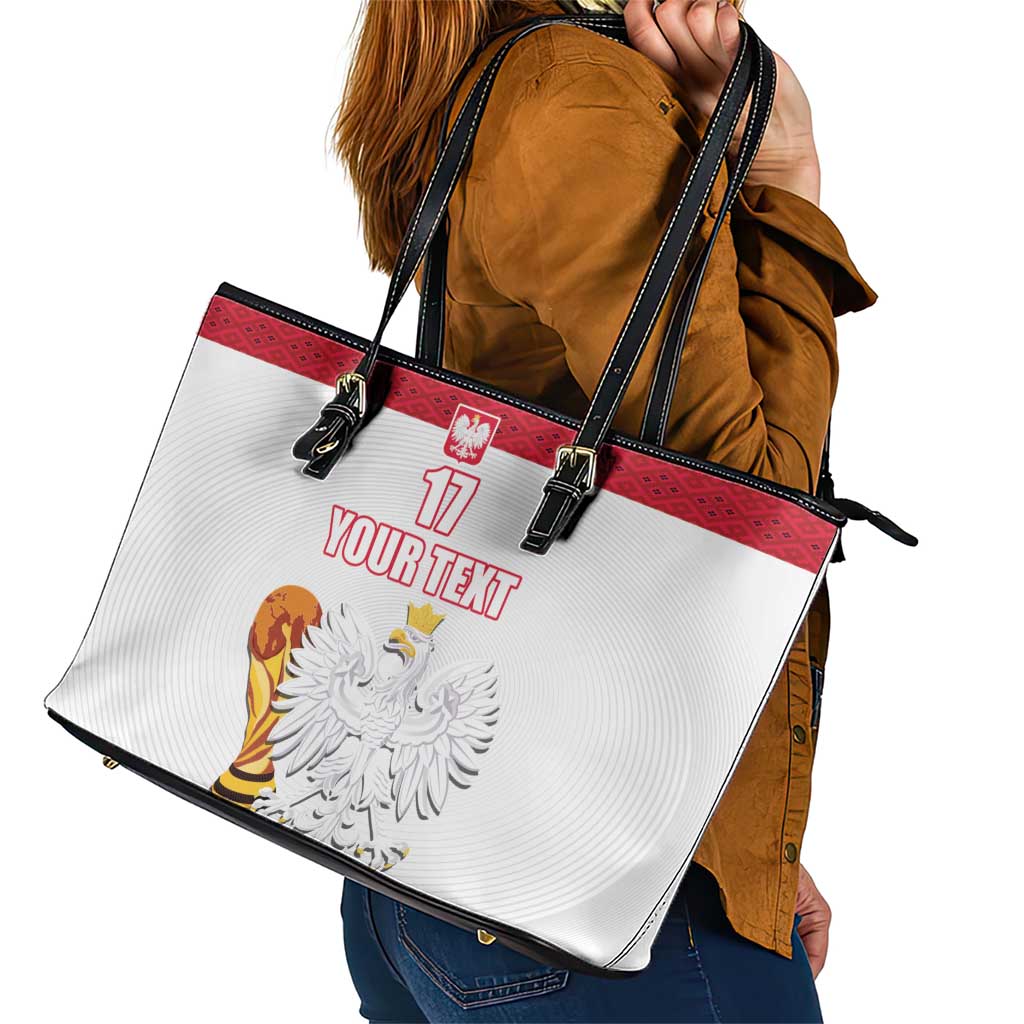 Custom Poland Football Champions Leather Tote Bag Sporty Style