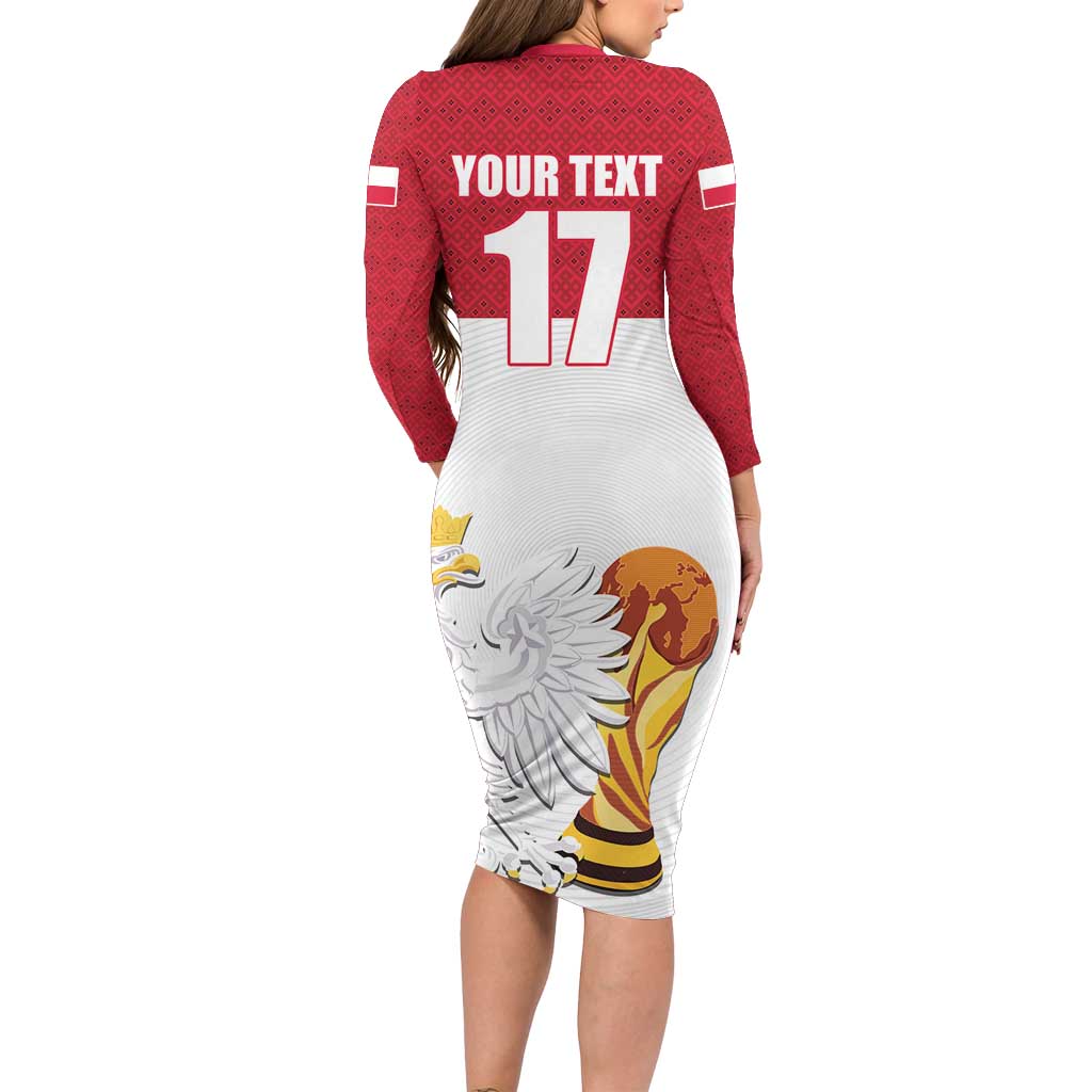 Custom Poland Football Champions Long Sleeve Bodycon Dress Sporty Style