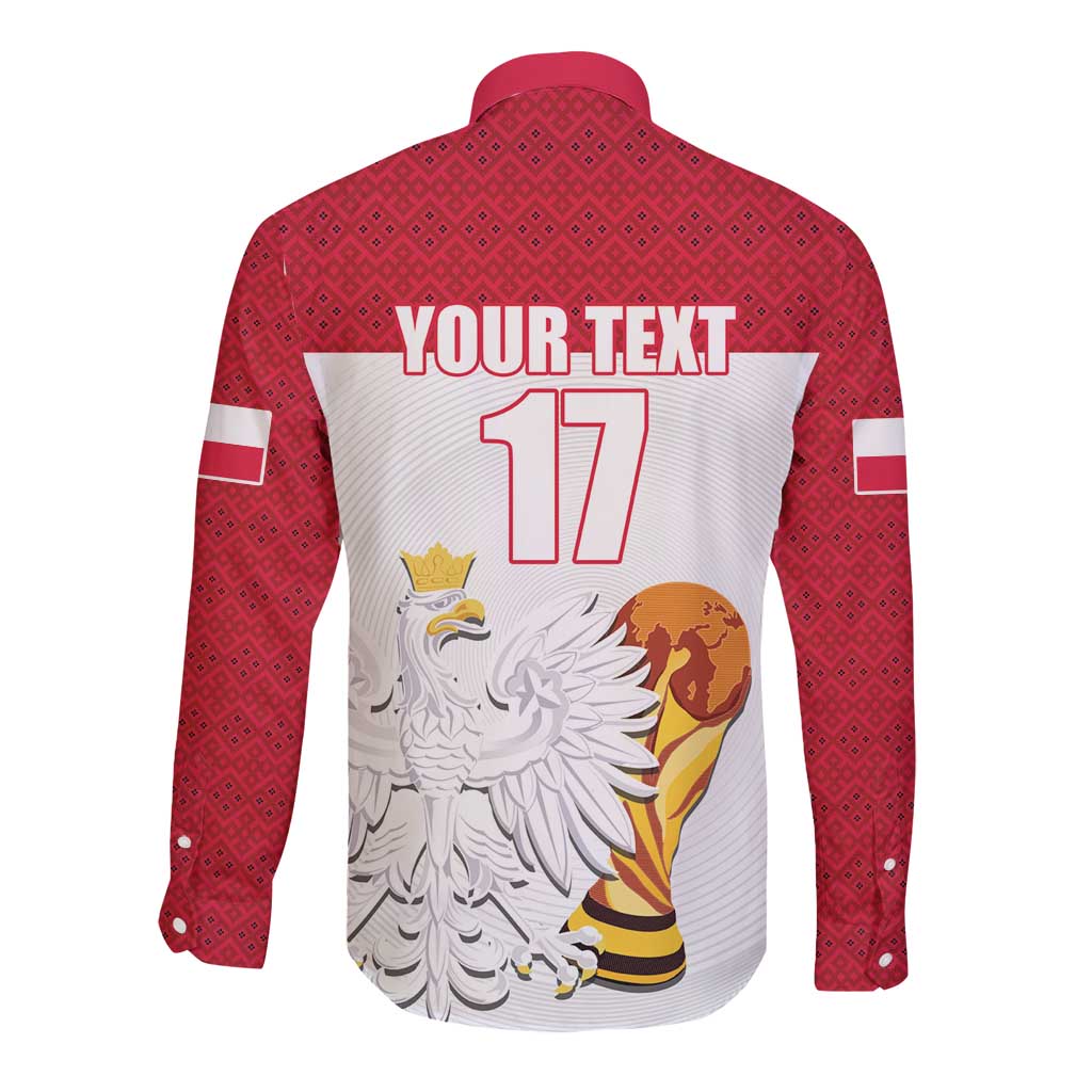 Custom Poland Football Champions Long Sleeve Button Shirt Sporty Style