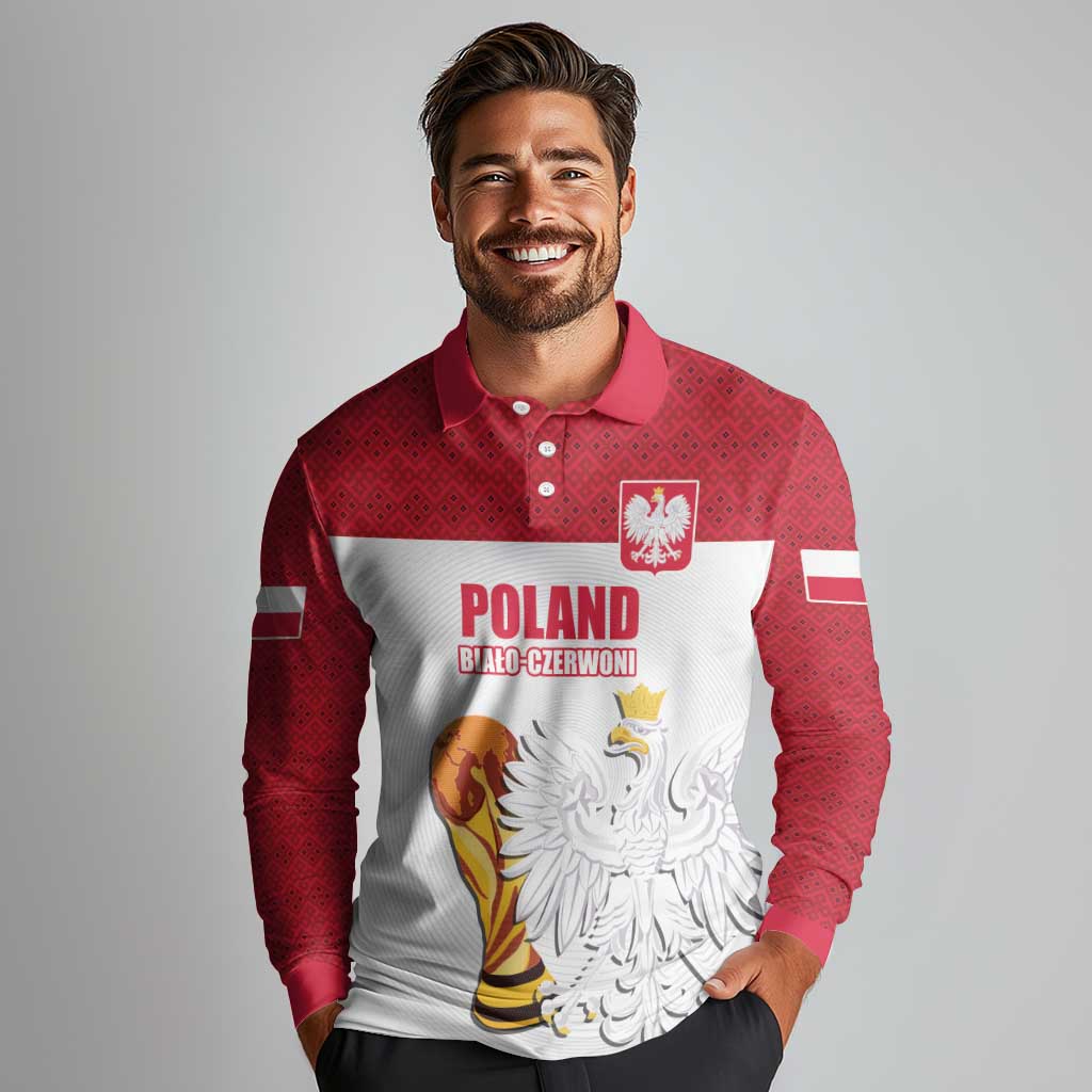 Custom Poland Football Champions Long Sleeve Polo Shirt Sporty Style