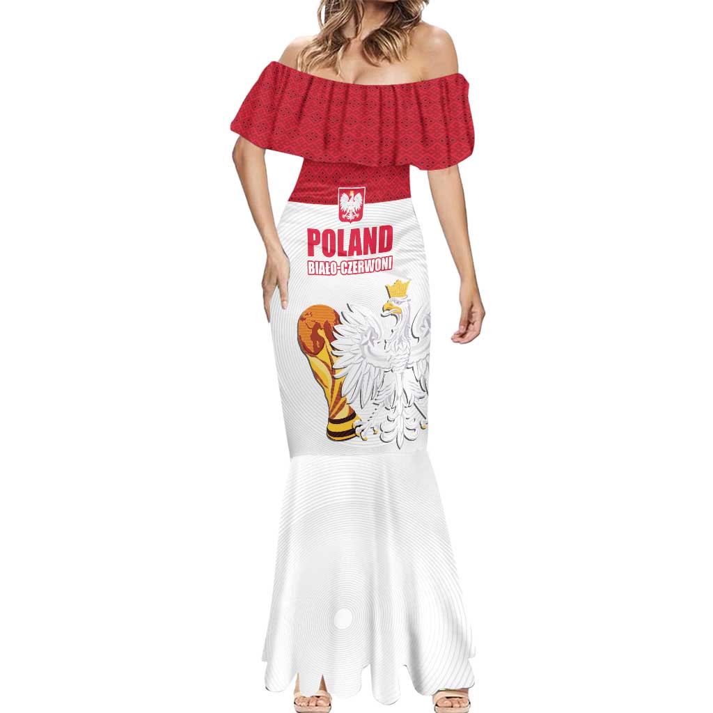 Custom Poland Football Champions Mermaid Dress Sporty Style