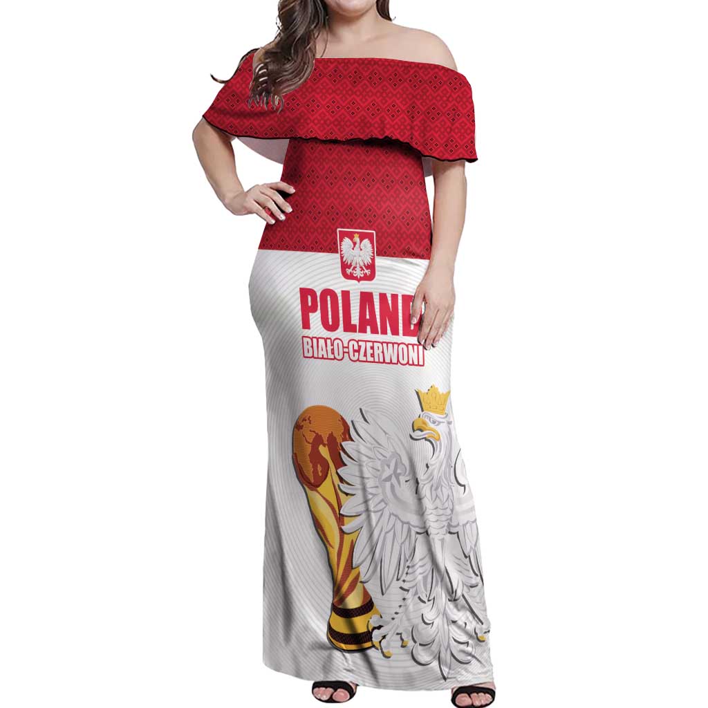 Custom Poland Football Champions Off Shoulder Maxi Dress Sporty Style