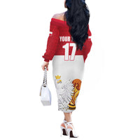 Custom Poland Football Champions Off The Shoulder Long Sleeve Dress Sporty Style
