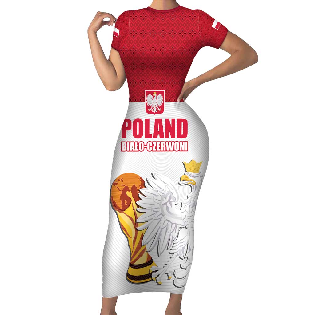 Custom Poland Football Champions Short Sleeve Bodycon Dress Sporty Style