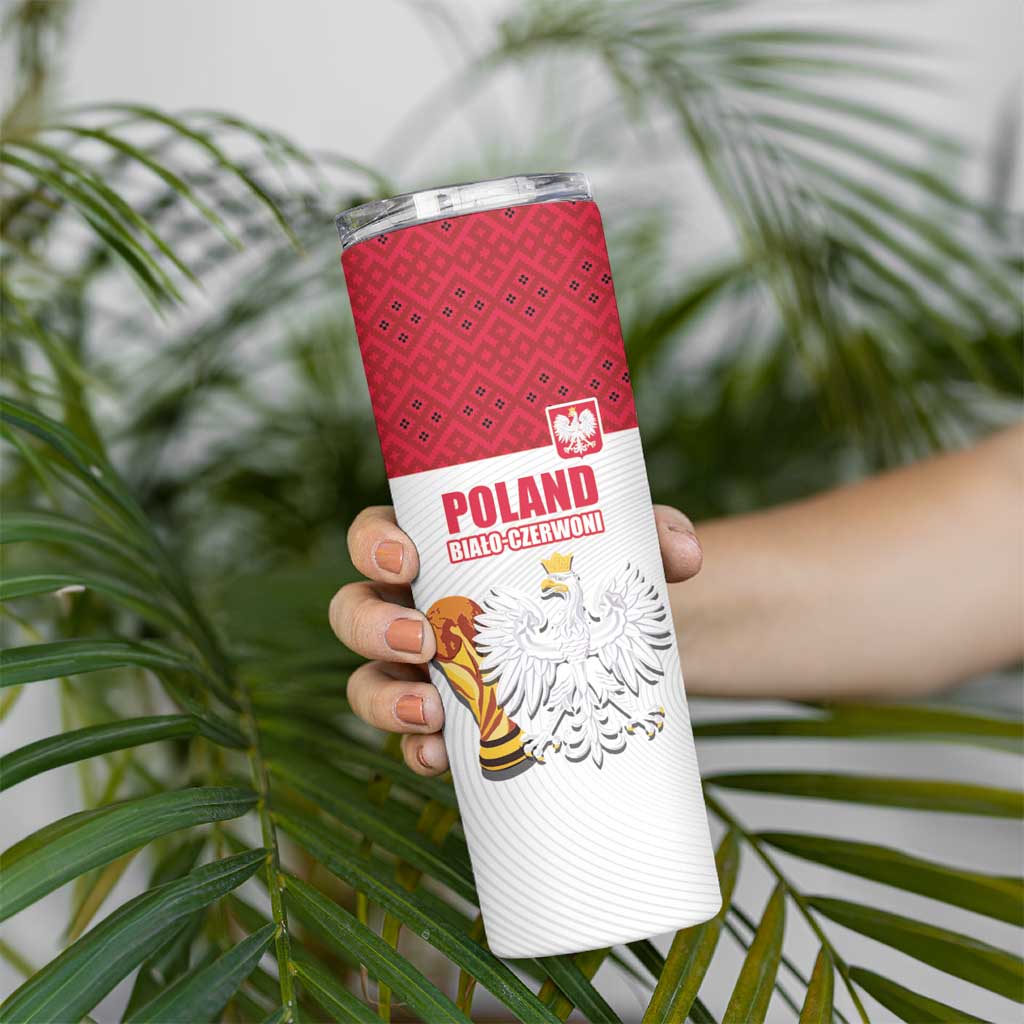 Custom Poland Football Champions Skinny Tumbler Sporty Style