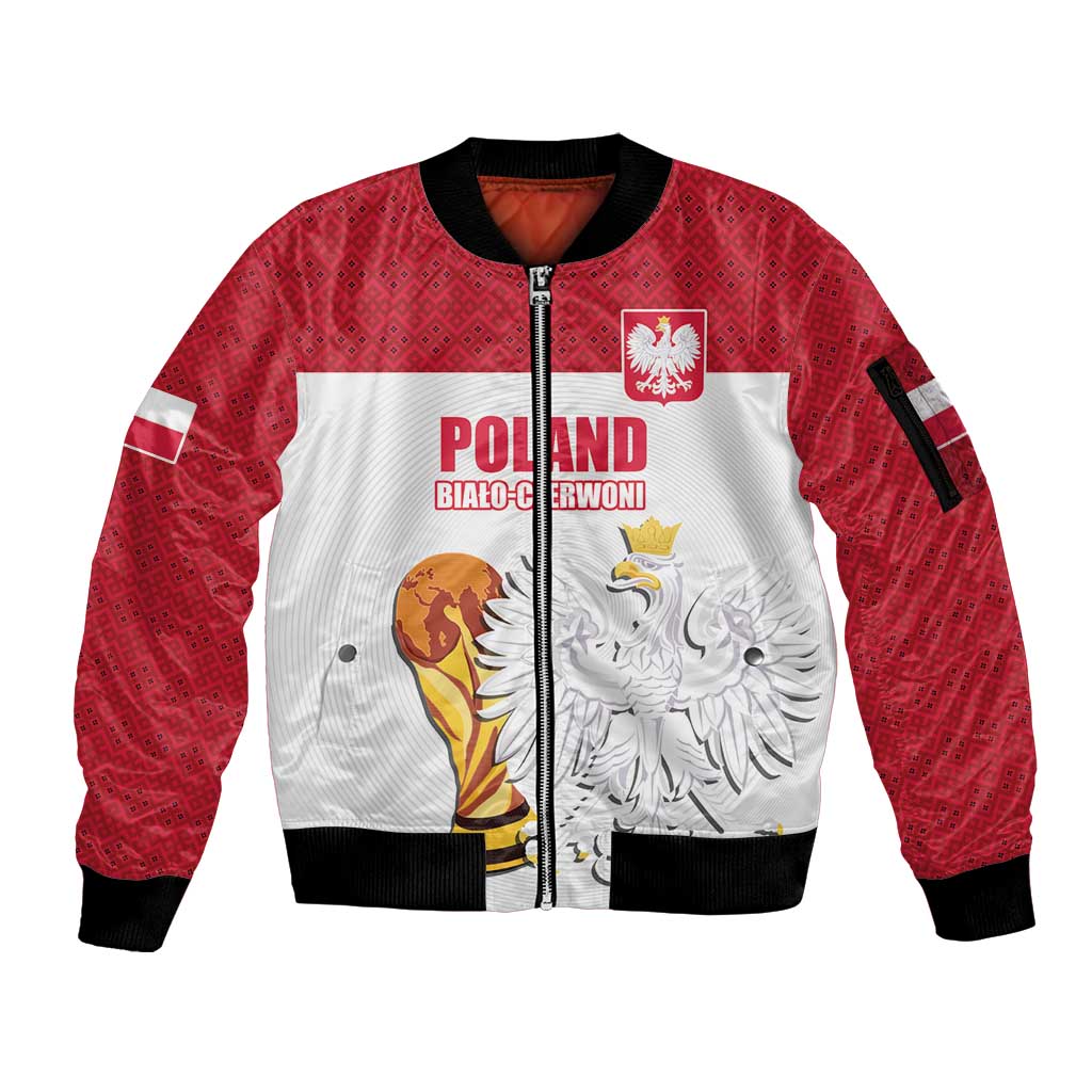 Custom Poland Football Champions Sleeve Zip Bomber Jacket Sporty Style