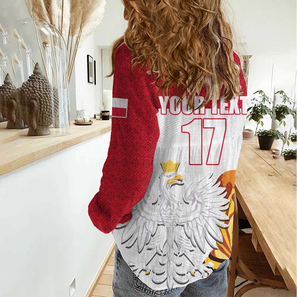 Custom Poland Football Champions Women Casual Shirt Sporty Style