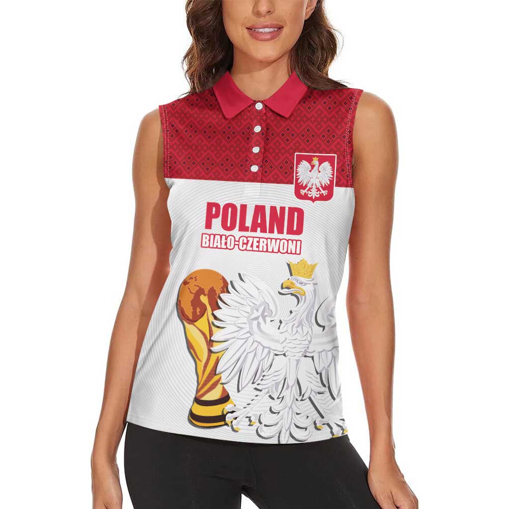 Custom Poland Football Champions Women Sleeveless Polo Shirt Sporty Style