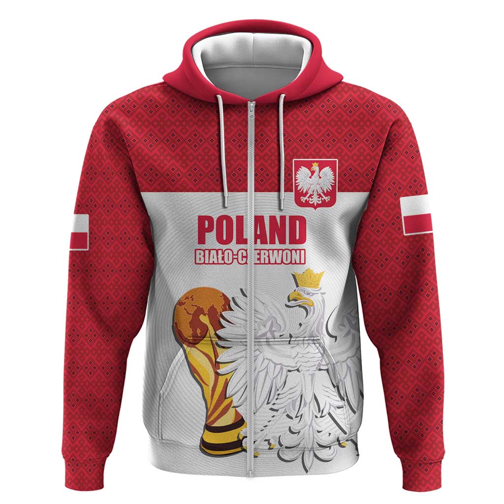 Custom Poland Football Champions Zip Hoodie Sporty Style