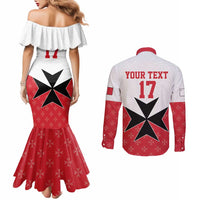 Custom Malta Football Champions Couples Matching Mermaid Dress and Long Sleeve Button Shirt Sporty Style