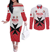 Custom Malta Football Champions Couples Matching Off The Shoulder Long Sleeve Dress and Long Sleeve Button Shirt Sporty Style