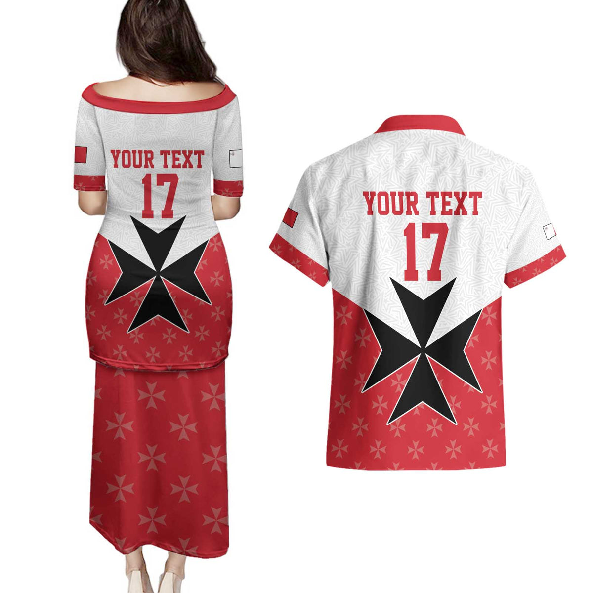 Custom Malta Football Champions Couples Matching Puletasi and Hawaiian Shirt Sporty Style