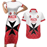 Custom Malta Football Champions Couples Matching Short Sleeve Bodycon Dress and Hawaiian Shirt Sporty Style