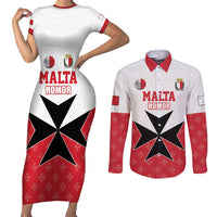 Custom Malta Football Champions Couples Matching Short Sleeve Bodycon Dress and Long Sleeve Button Shirt Sporty Style