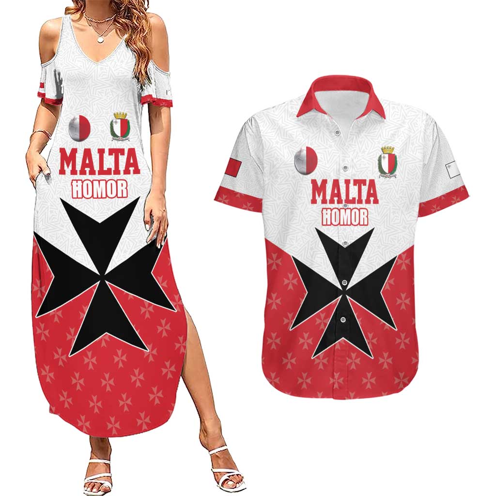 Custom Malta Football Champions Couples Matching Summer Maxi Dress and Hawaiian Shirt Sporty Style