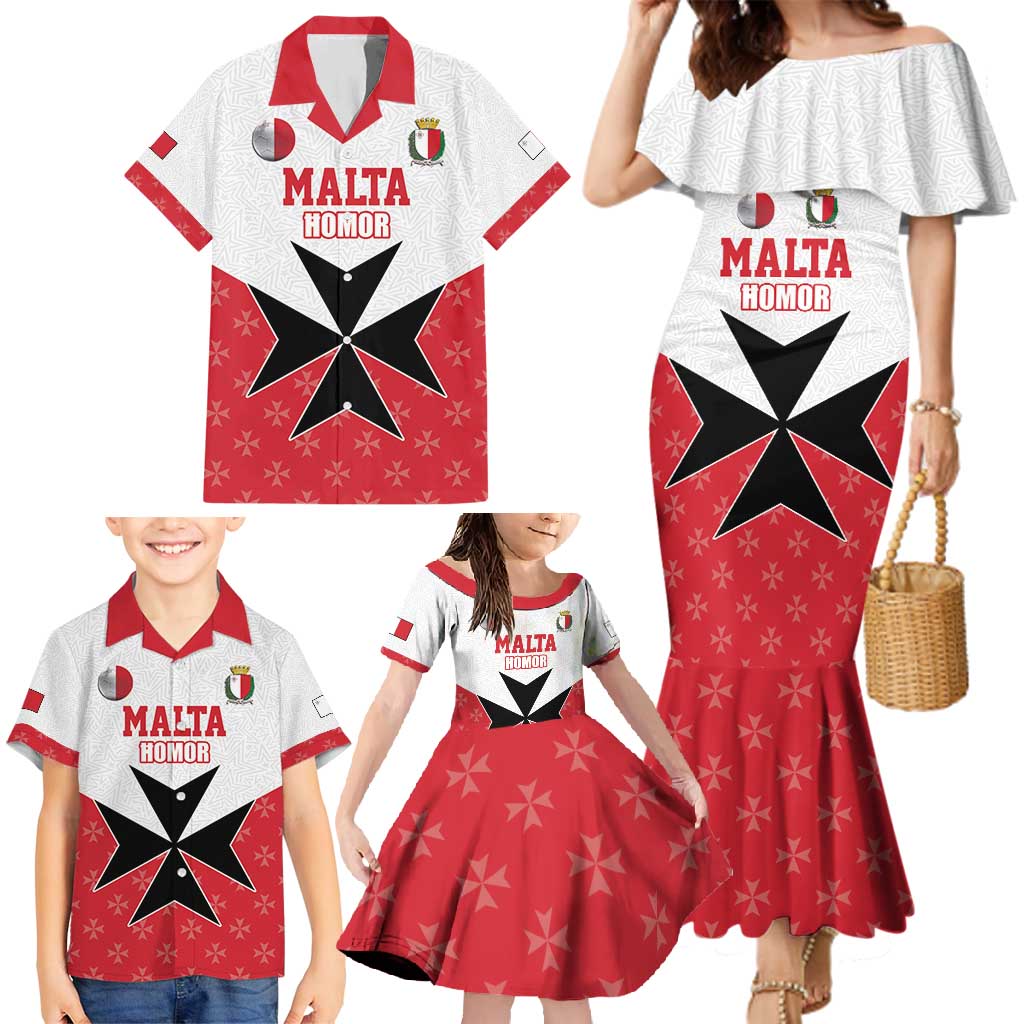 Custom Malta Football Champions Family Matching Mermaid Dress and Hawaiian Shirt Sporty Style