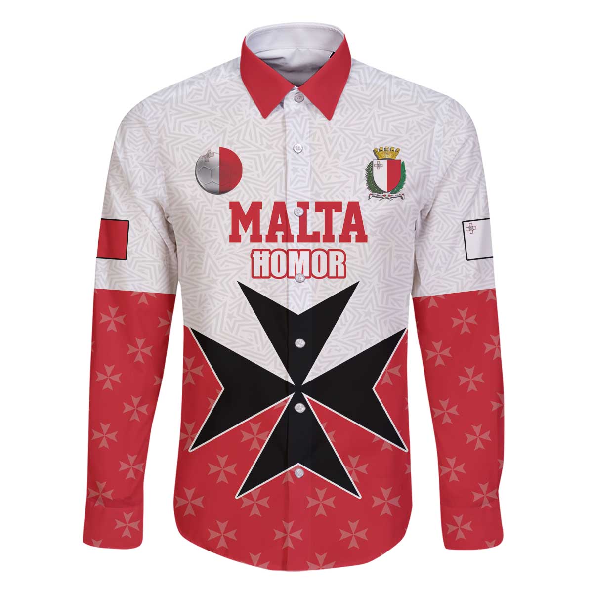 Custom Malta Football Champions Family Matching Off The Shoulder Long Sleeve Dress and Hawaiian Shirt Sporty Style
