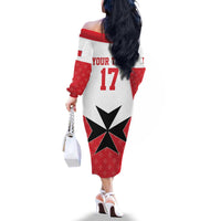 Custom Malta Football Champions Family Matching Off The Shoulder Long Sleeve Dress and Hawaiian Shirt Sporty Style