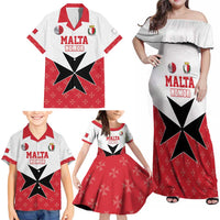Custom Malta Football Champions Family Matching Off Shoulder Maxi Dress and Hawaiian Shirt Sporty Style