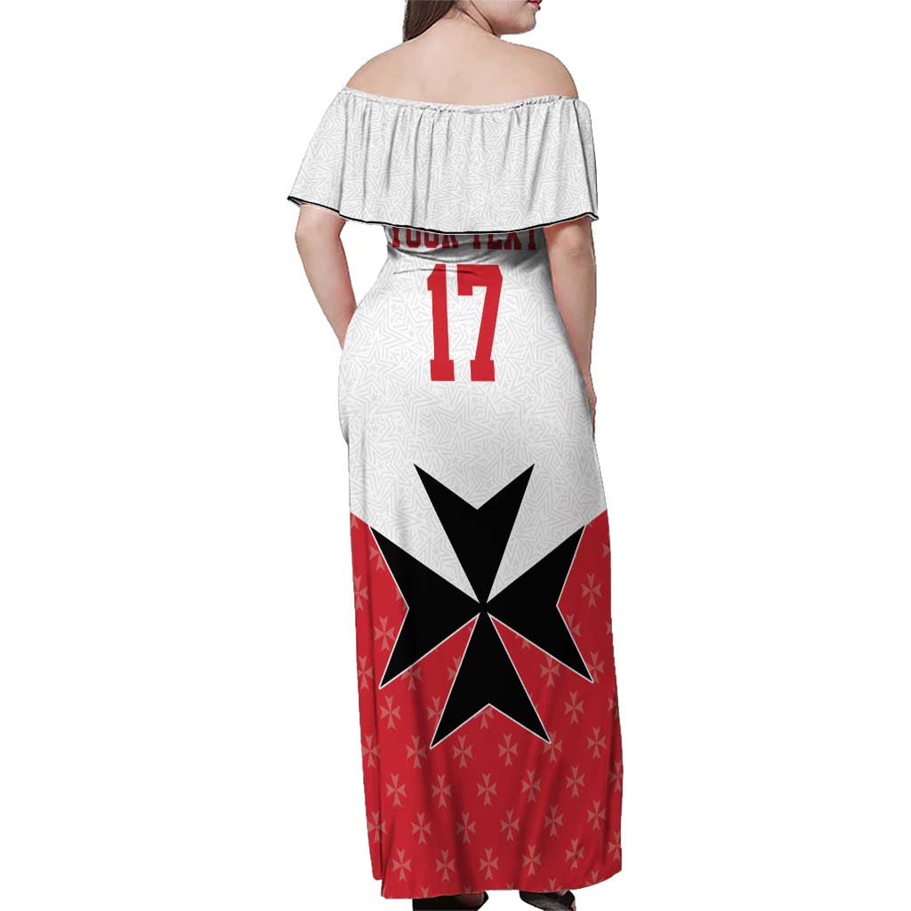 Custom Malta Football Champions Family Matching Off Shoulder Maxi Dress and Hawaiian Shirt Sporty Style