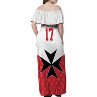 Custom Malta Football Champions Family Matching Off Shoulder Maxi Dress and Hawaiian Shirt Sporty Style