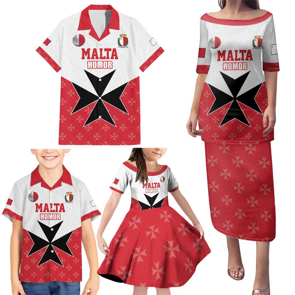 Custom Malta Football Champions Family Matching Puletasi and Hawaiian Shirt Sporty Style